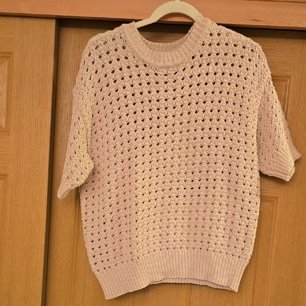 Ann Taylor Cream Open-Knit Sweater